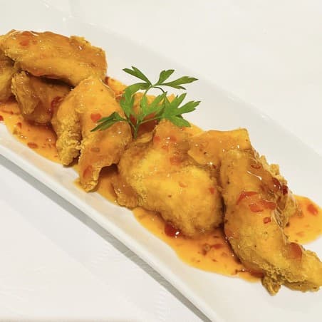 Pollastre fregit amb salsa sweet chili